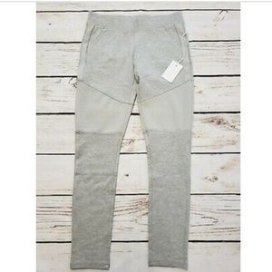 Light Grey Knit Contrast Moto Leggings